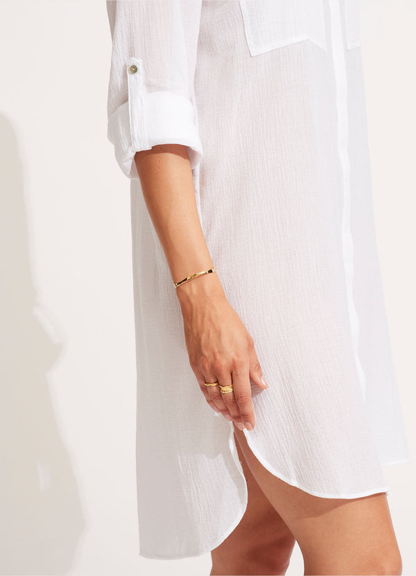 Crinkle Twill Beach Shirt - White
