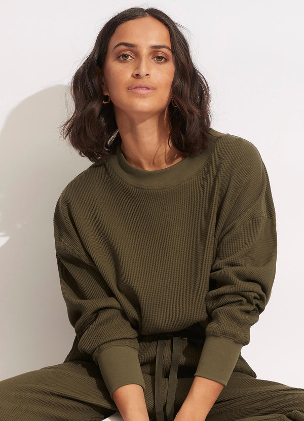 Waffle Sweat Top - Moss