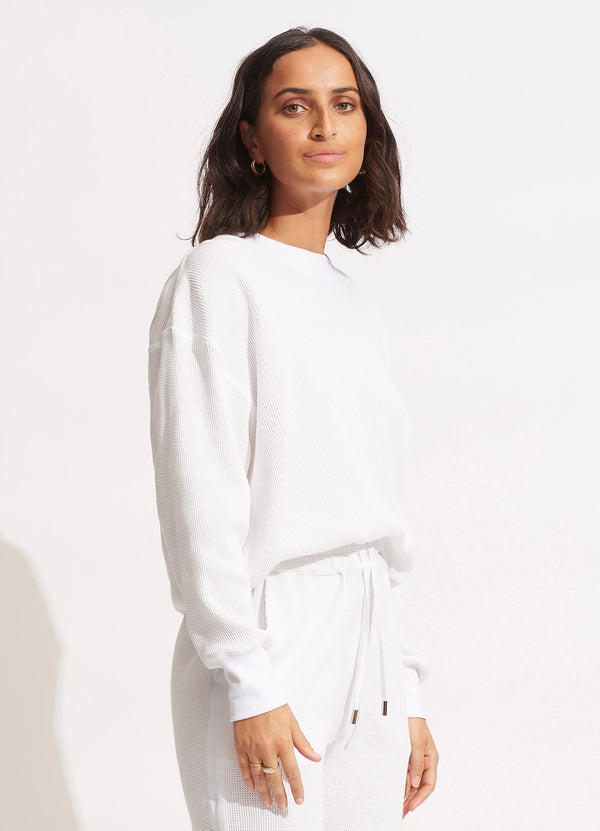 Waffle Sweat Top - White