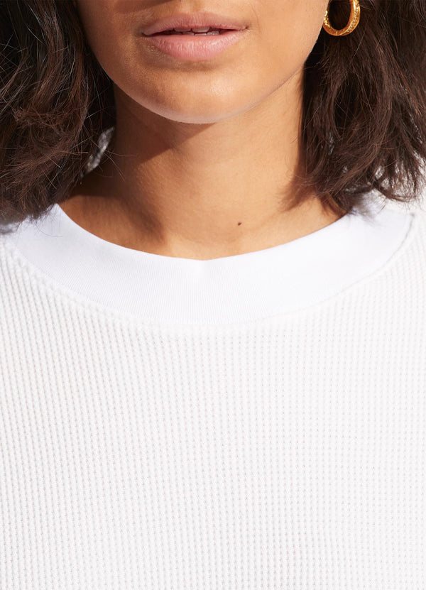 Waffle Sweat Top - White