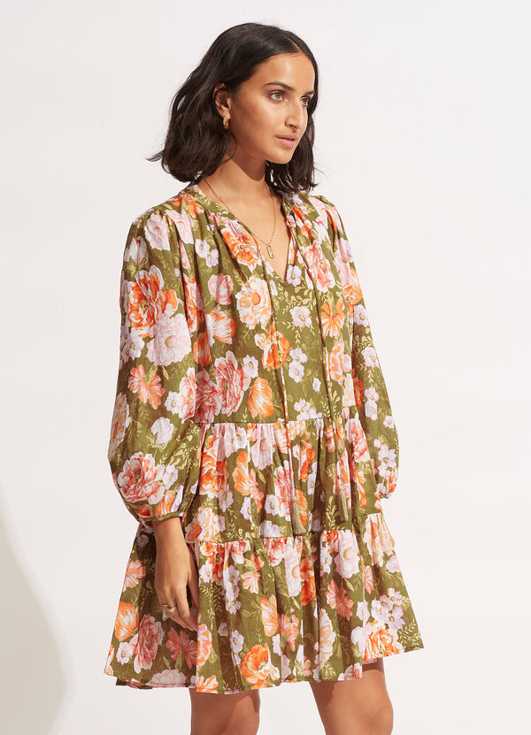 Paradise Garden Tiered Dress  - Avocado