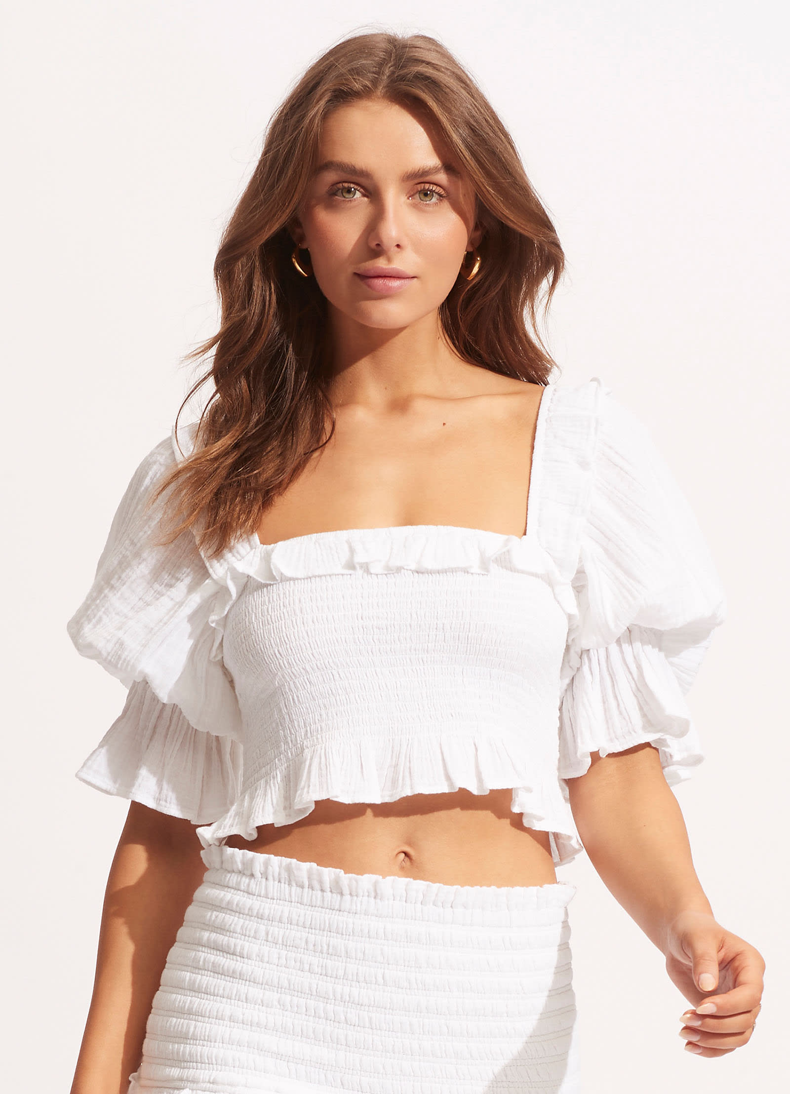 Caspian Shirring Top - White – Seafolly United Kingdom