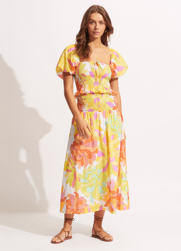 Palm Springs Shirring Skirt - Lime Light