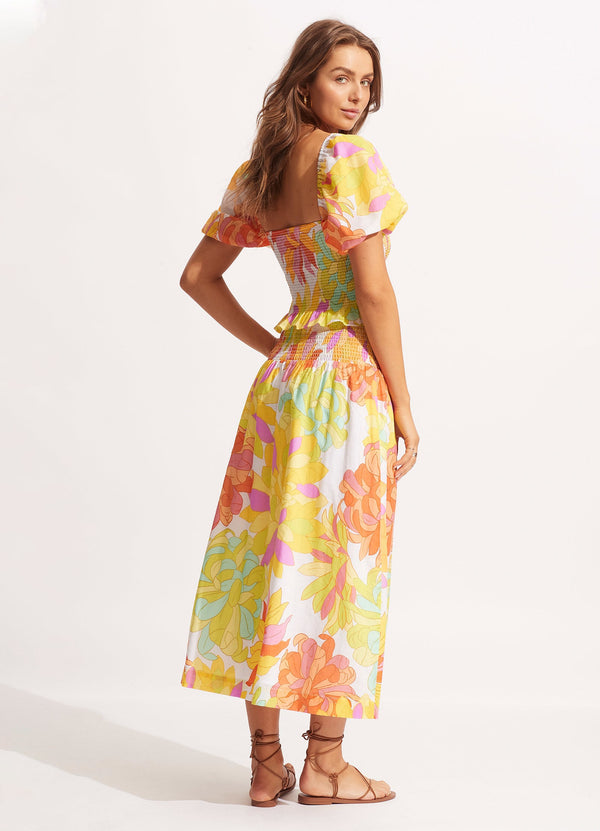 Palm Springs Shirring Skirt - Lime Light