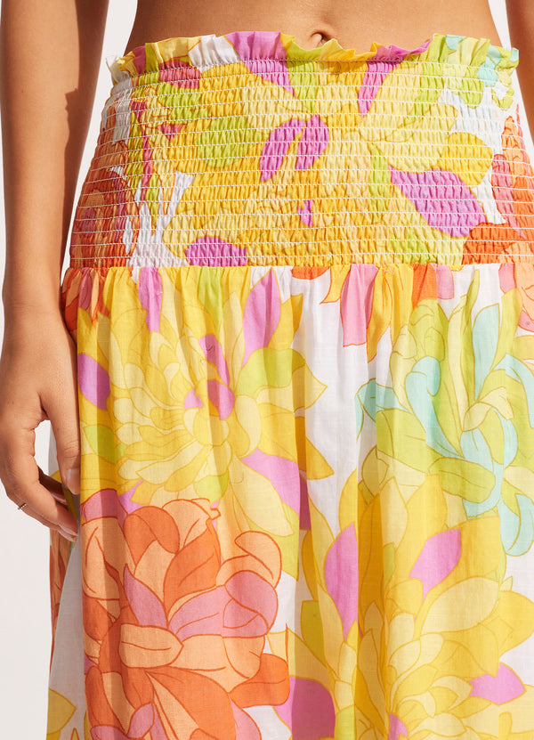 Palm Springs Shirring Skirt - Lime Light