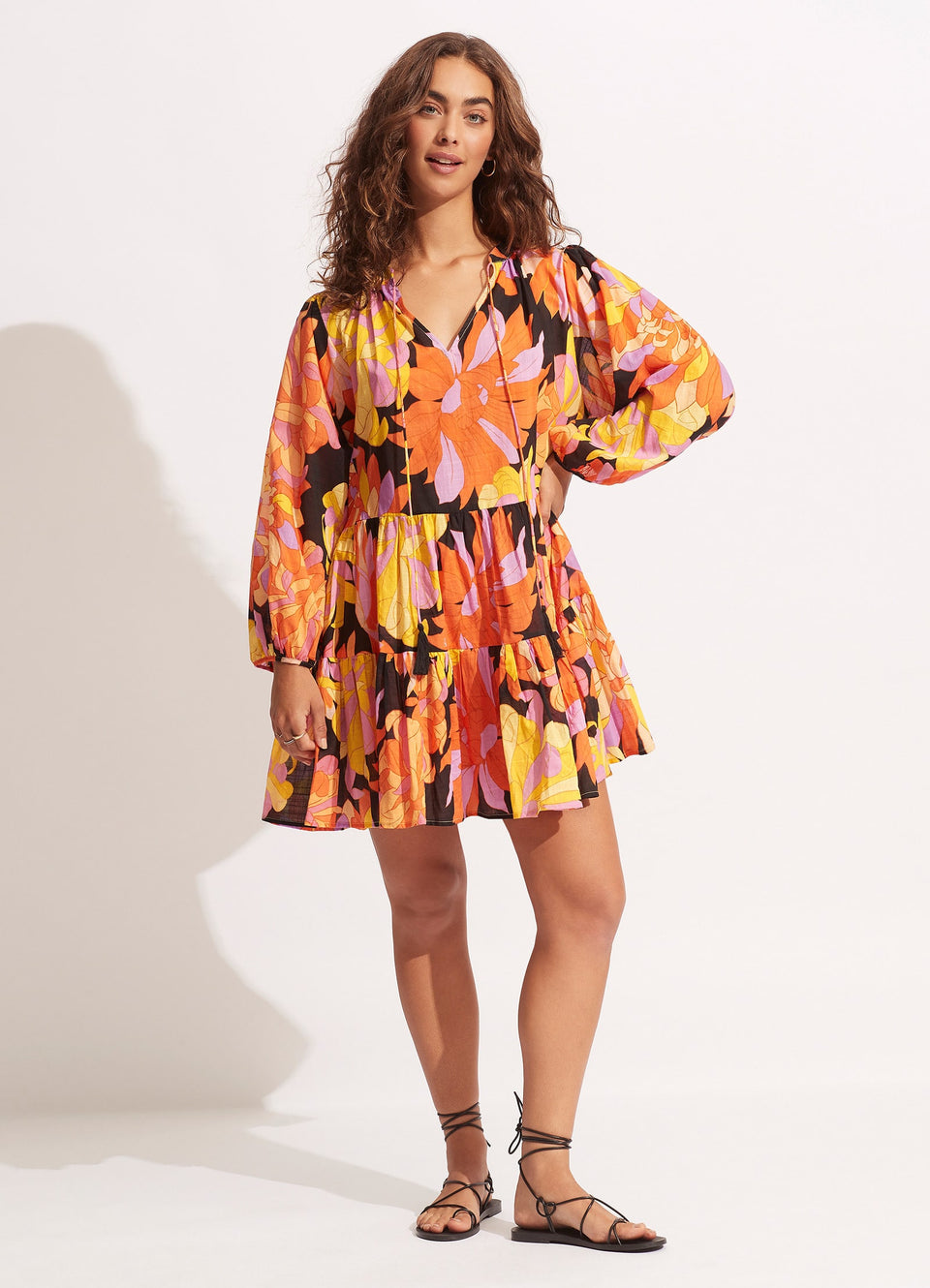 green emerald velvet dress Kvina floral-embroidered tiered ruffled midi dress