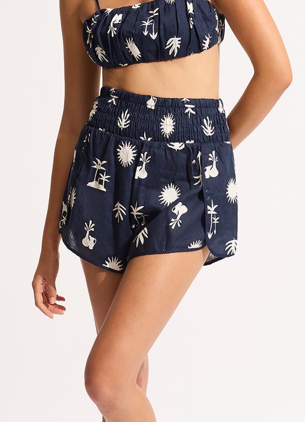 La Palma Shirring Short - True Navy