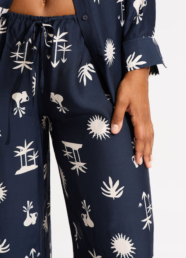 La Palma Silk Pant - True Navy