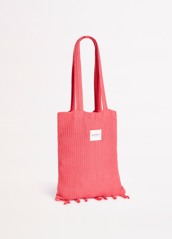 Waffle Towel & Tote Set - Sun Kissed Coral