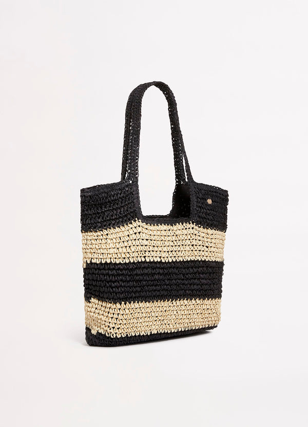 Splice Woven Tote - Black/Natural