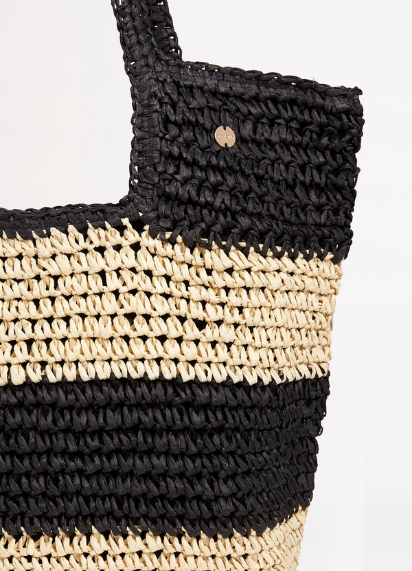 Splice Woven Tote - Black/Natural