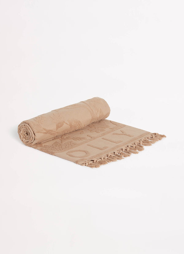 Silk Road Jacquard Beach Towel - Camel