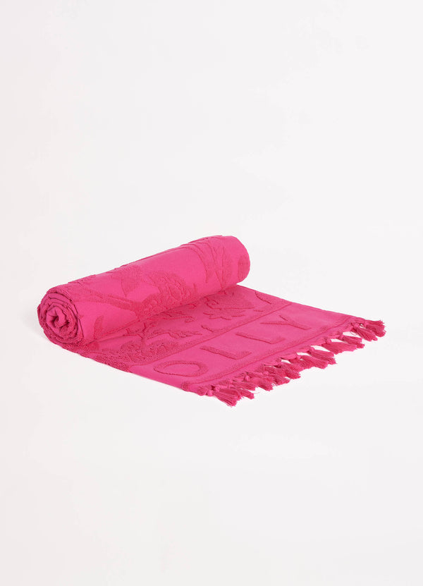 Silk Road Jacquard Beach Towel - Rose Pink